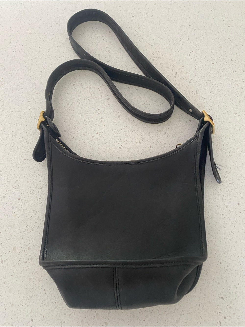 Vintage Coach Black Leather Shoulder Bag purse crossbody legacy Janice ergo city